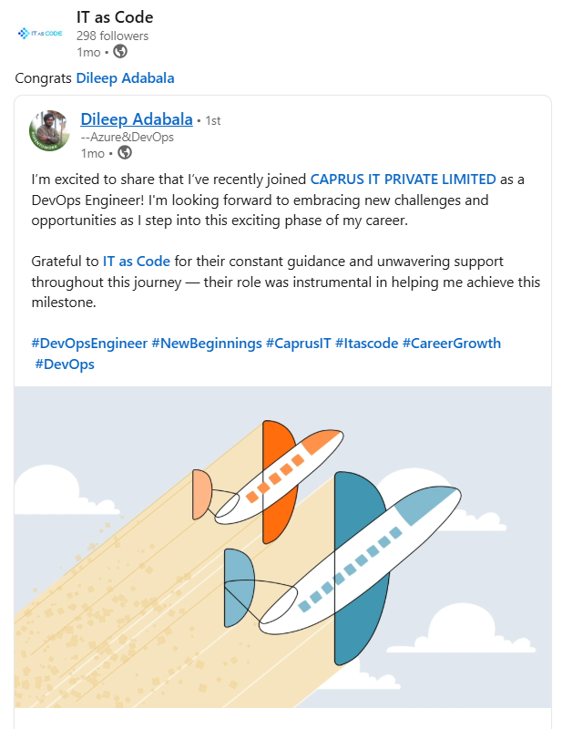 Dileep Adabala — LinkedIn post