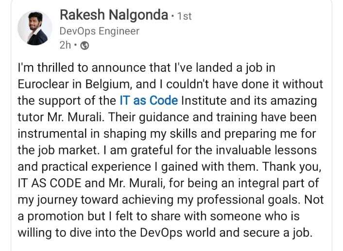 Rakesh Nalgonda — LinkedIn post